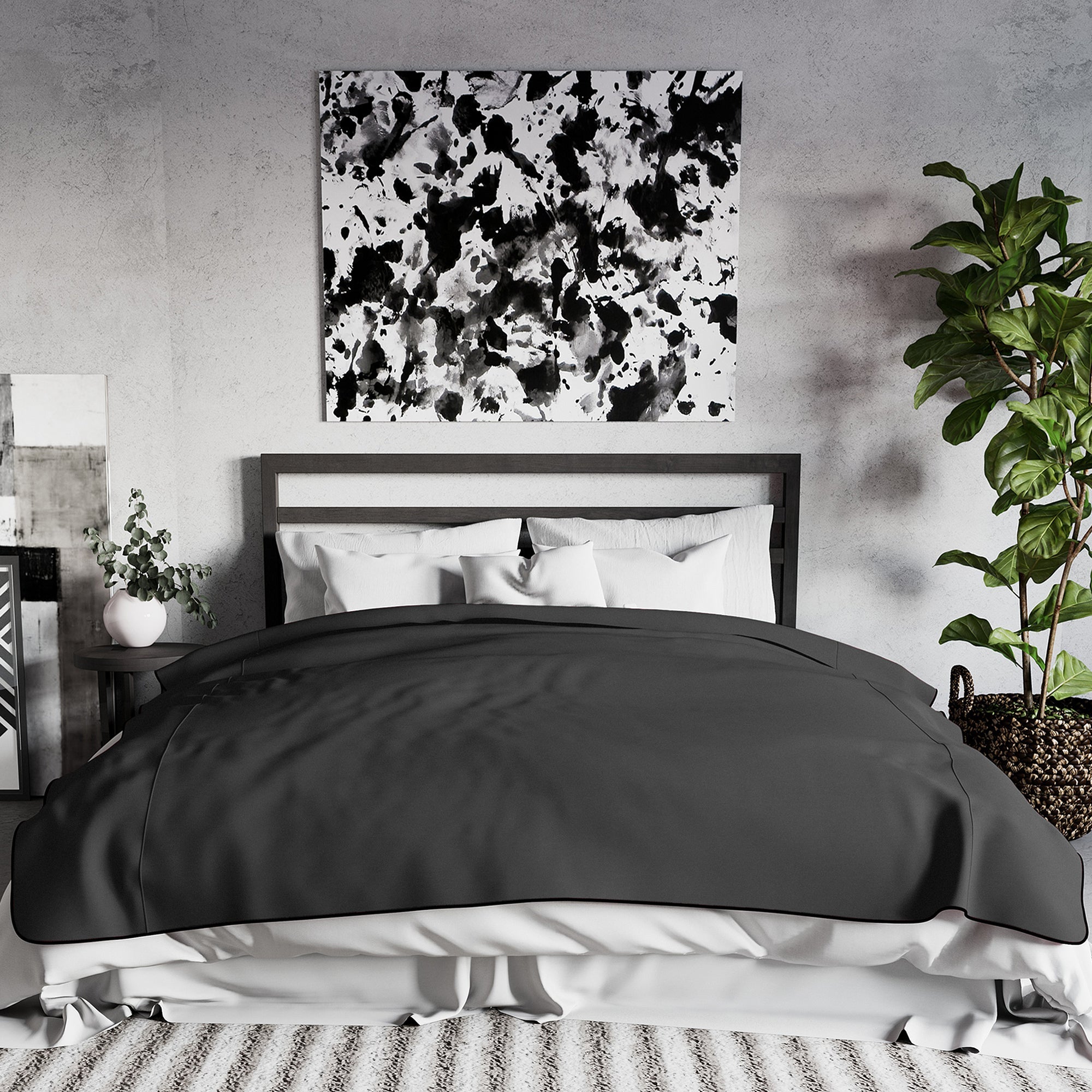 Fascinator Lush Throw Black Microvelvet - King Size