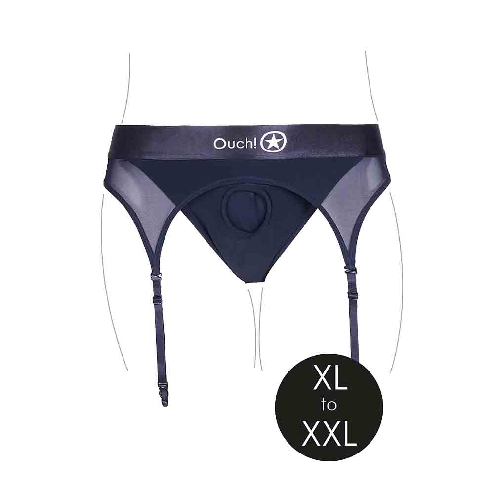 Vibrating Strap-on Thong w Garters XL/2X