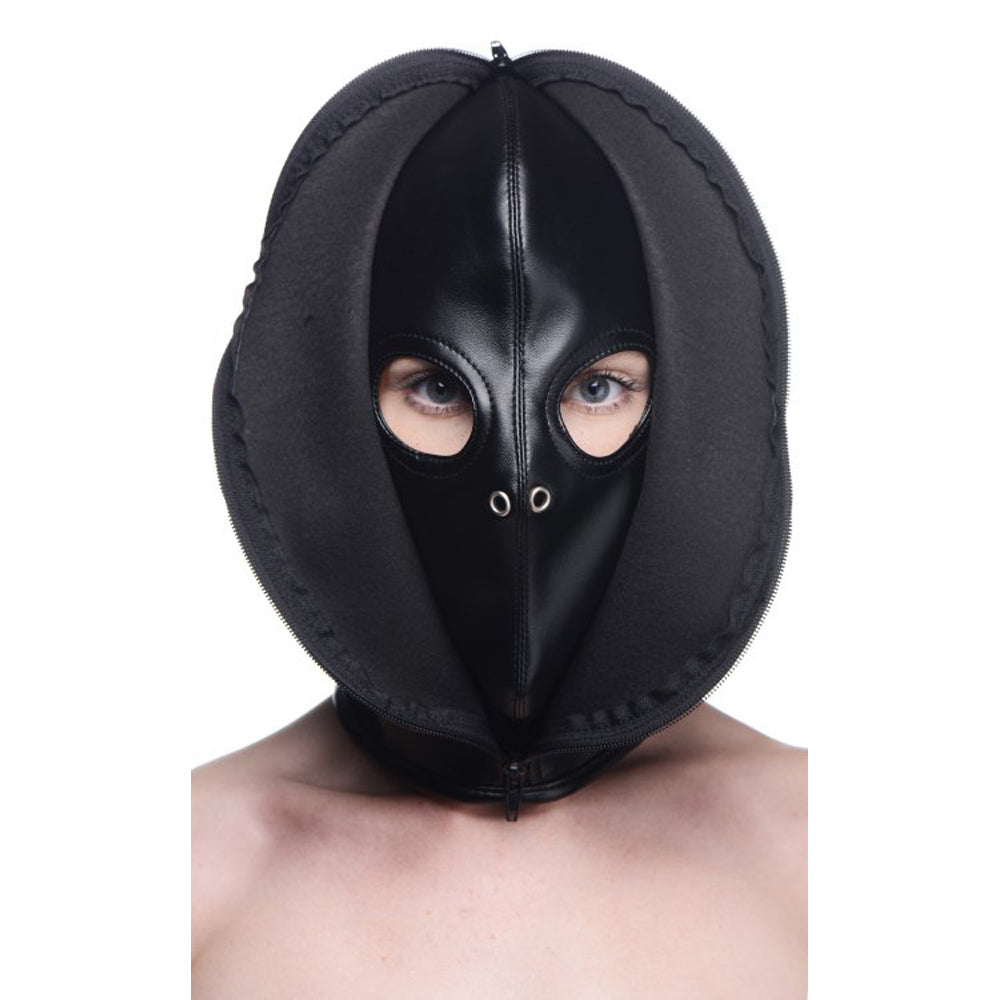 Strict Zip Front Bondage Black Hood *