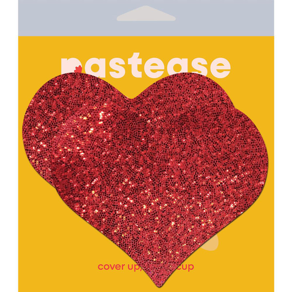 COVERAGE: Heart Glitter Red Full Breast Covers Support Tape XL
