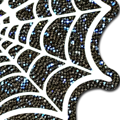Glitter Black Glow in the Dark Spooky Spider Web Pasties