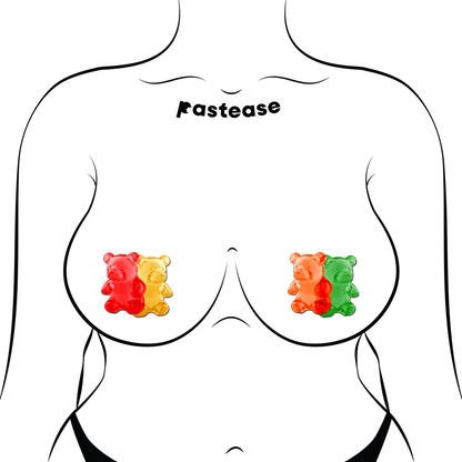 Gummy Bear Pasties in Red, Yellow, Orange & Green