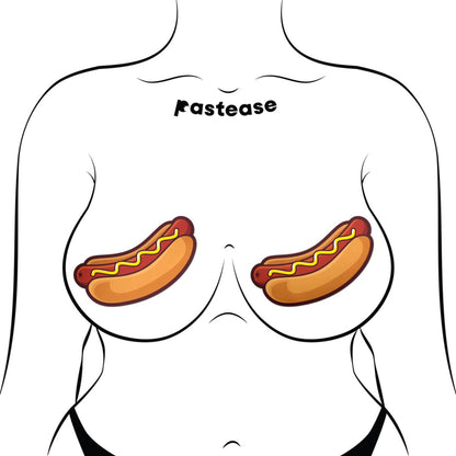 Hotdog Pasties Weiner with Mustard Nipple Covers
