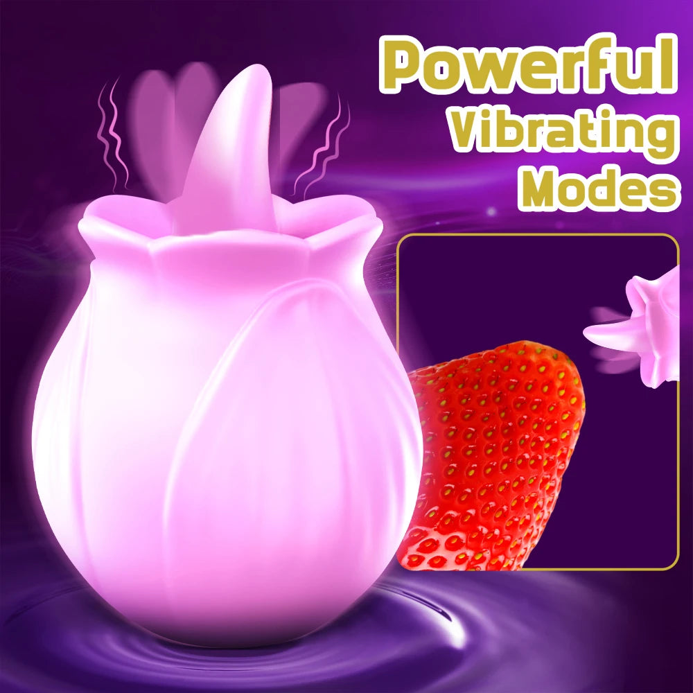 Mini Rose Vibrator Tongue Licking