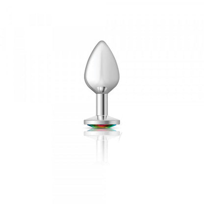 Silver Metal Plug - Round-Rainbow-Med