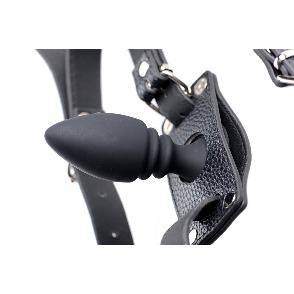 Cock Ring Harness w/ Silicone Anal Plug