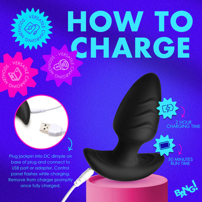 Rotating & Vibrating Silicone Plug w R/C