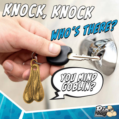 Big Nuts Brass Keychain