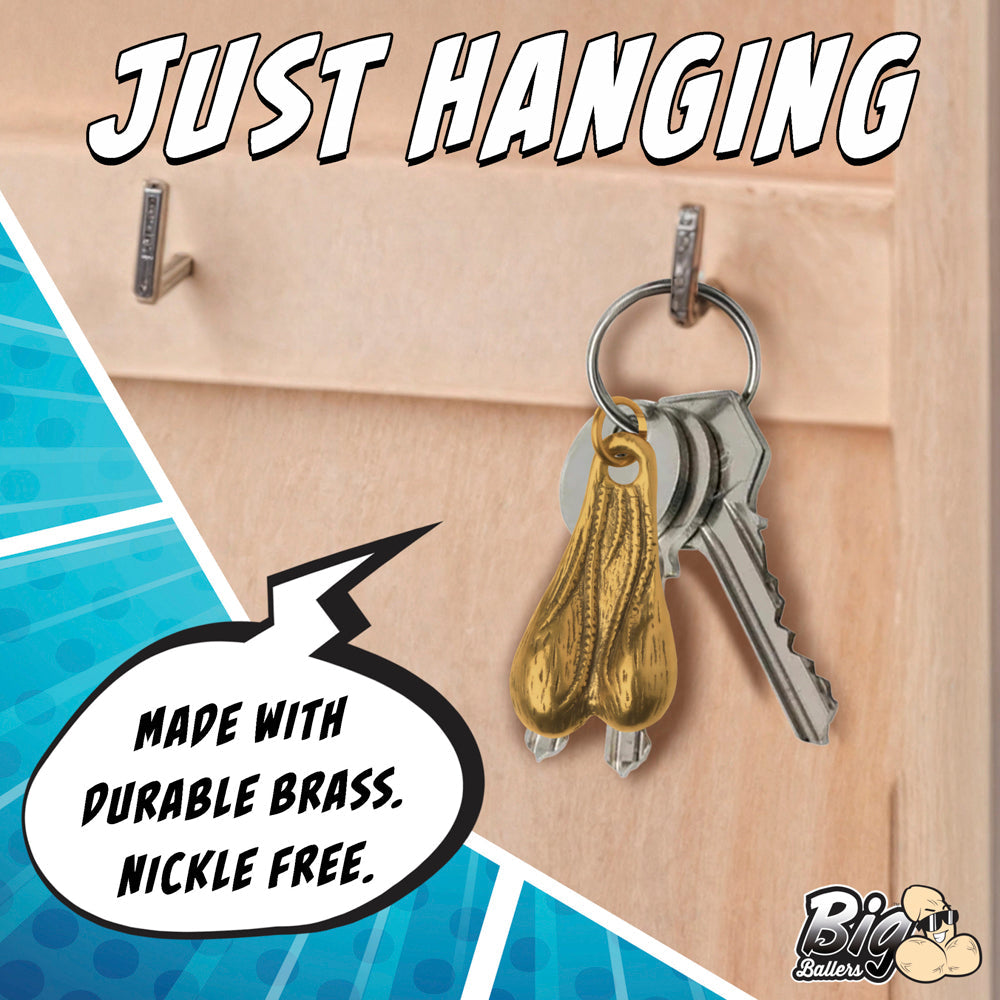 Big Nuts Brass Keychain