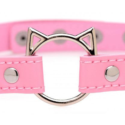 Kinky Kitty Ring Slim Choker - Pink