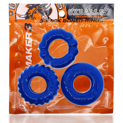 Oxballs BONEMAKER 3-pack boner cockring kit - POOL BLUE