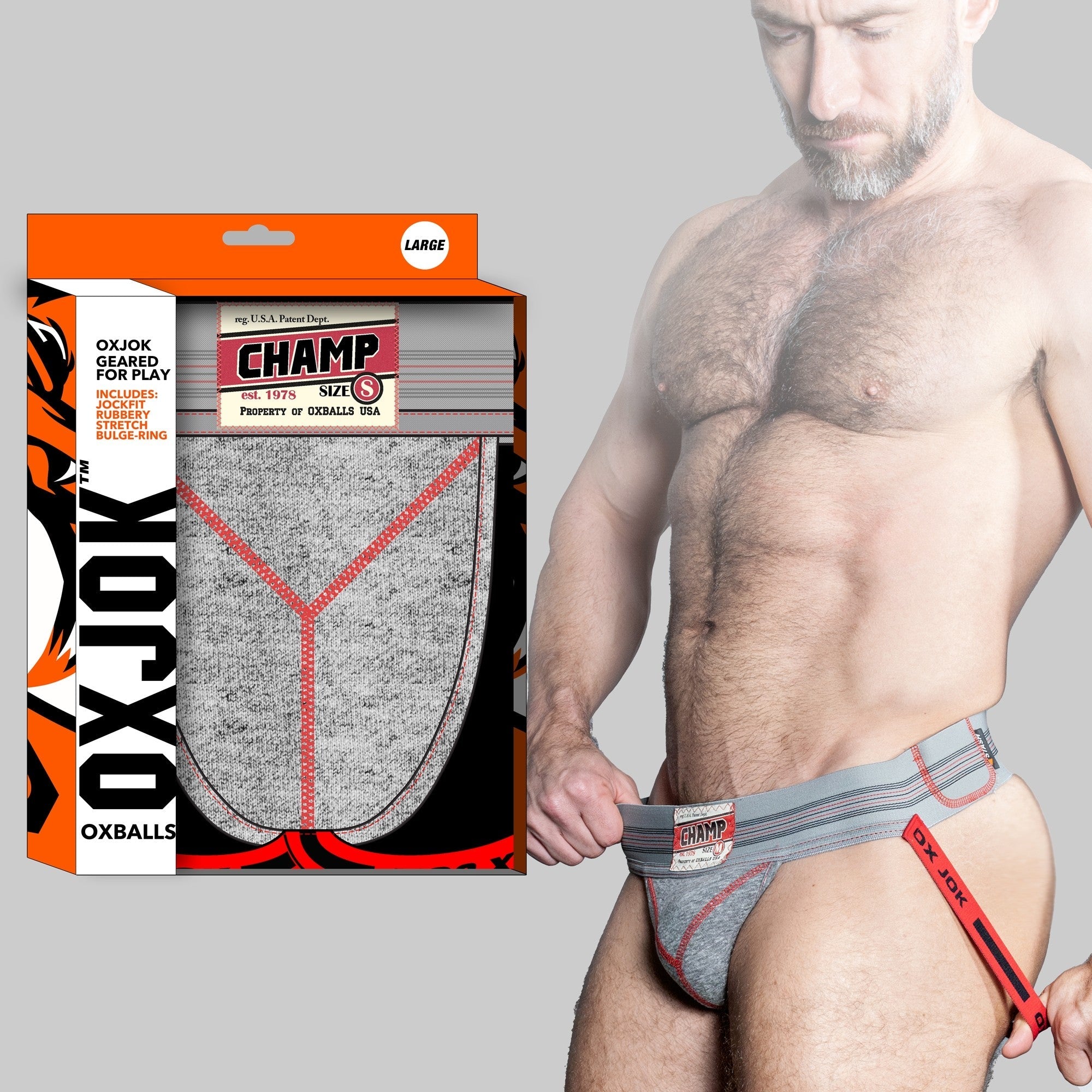 CHAMP, vintage sweatshirt jockstrap, GRAY HEATHER, XX-LARGE