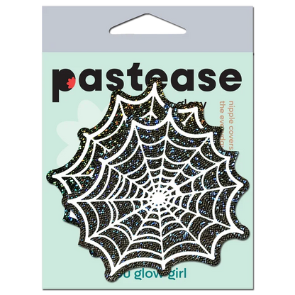 Glitter Black Glow in the Dark Spooky Spider Web Pasties