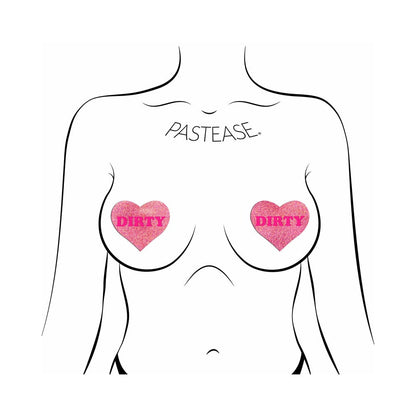 'DIRTY' Heart Pasties - Pink on Pink