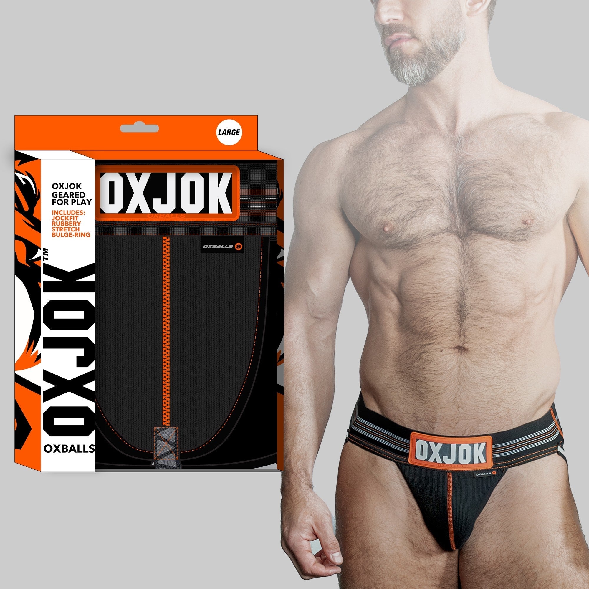 SLINGJOCK, upthrust slider-strap jock, BLACK IRON, XX-LARGE