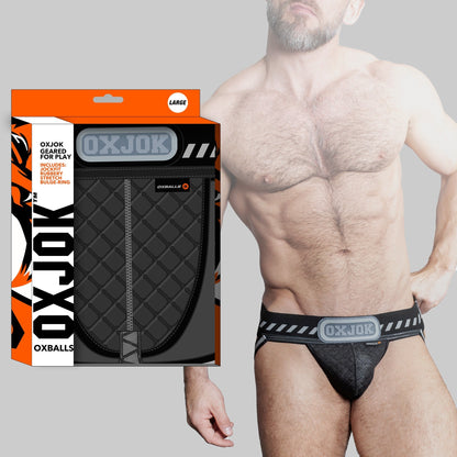 PACKER, industrial quilted cargo strapjock, BLACK PUFF, XX-LARGE